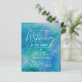 BUDGET Aqua Watercolor Trouw Uitnodiging Oceaan St (Staand voorkant)