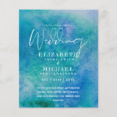 BUDGET Aqua Watercolor Trouw Uitnodiging Oceaan St (Voorkant)