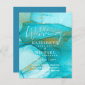 BUDGET Aqua Watercolor Trouw Uitnodiging Oceaan St (Voorkant / Achterkant)