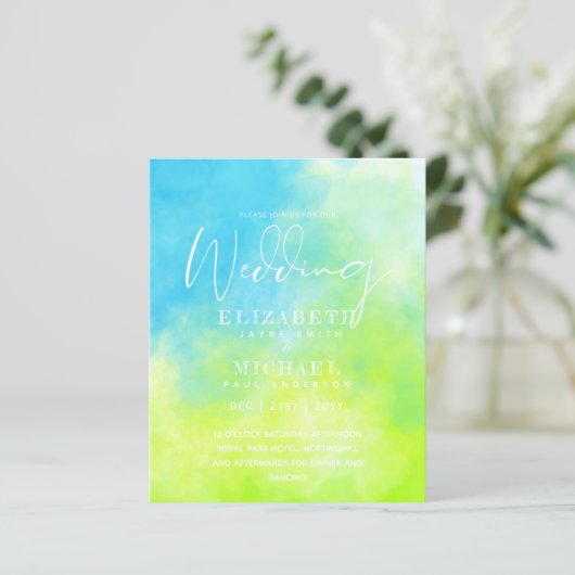 BUDGET Aqua Waterverf bruiloft Nodig zeestrand uit (Staand voorkant)