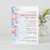 Budget Aquarel Ballonnen Vier Juli BBQ Kaart (Staand voorkant)