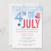 Budget Aquarel Blauwe Vier Juli Feestje Kaart (Voorkant)