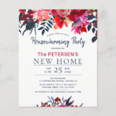 Budget Aquarel rode bloem housewarming feestje (Voorkant)