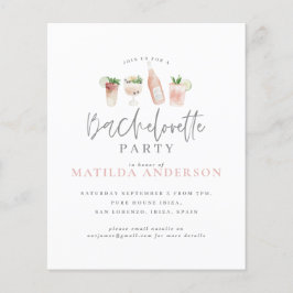 budget aquarel vrijgezellenfeest uitnodiging flyer