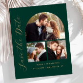 Budget Arch 3-Photo Collage Green Save the Date