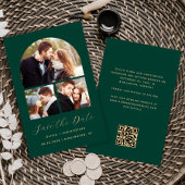 Budget Arch 3-Photo Collage Green Save the Date