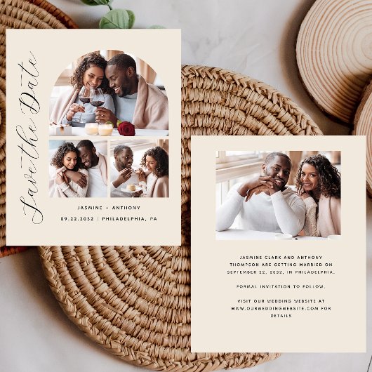 Budget Arch 4-Foto Beige Save the Date