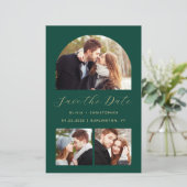 Budget Arch 4 Foto's Emerald Green Save the Date (Staand voorkant)