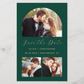 Budget Arch 4 Foto's Emerald Green Save the Date (Voorkant)