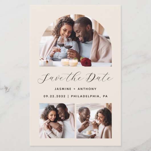 Budget Arch 4-Photo Beige Bewaar de datum (Voorkant)