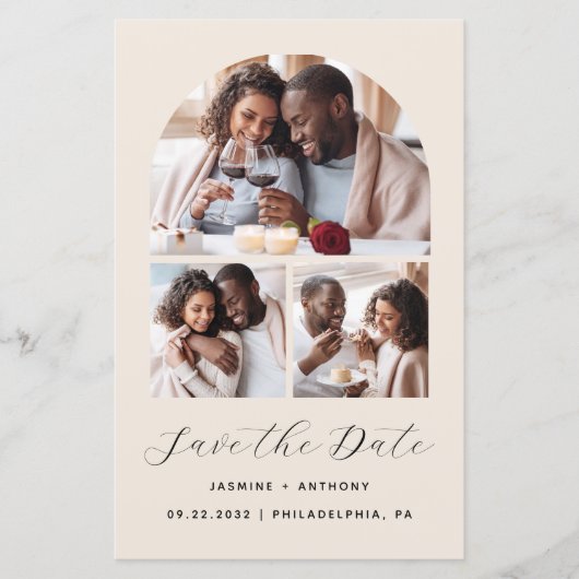 Budget Arch 4-Photo Collage Beige Sla de datum op (Voorkant)