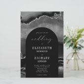 Budget Arch Black Silver Agate Wedding Uitnodiging (Staand voorkant)