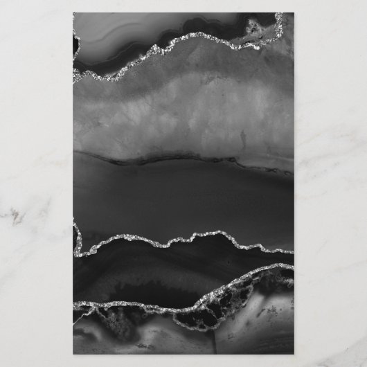 Budget Arch Black Silver Agate Wedding Uitnodiging (Achterkant)