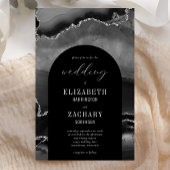 Budget Arch Black Silver Agate Wedding Uitnodiging