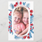 Budget Arch Blue Holly Berries Photo Holiday Card (Voorkant)