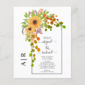 BUDGET Arch en sunflower fall bruiloft uitnodiging (Voorkant)