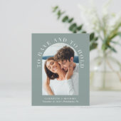 Budget Arch Foto QR Code Sage Trouwkaart Uitnodigi (Staand voorkant)