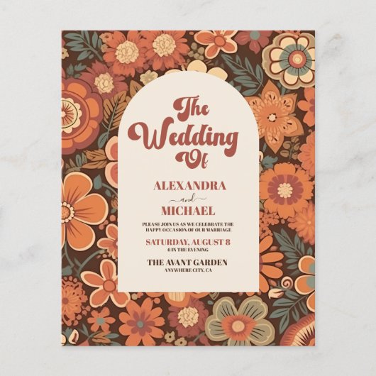 Budget Arch Groovy Retro 70s Bloemenbruiloft (Voorkant)