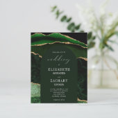 Budget Arch Hunter Green Gold Agate Wedding Invite (Staand voorkant)