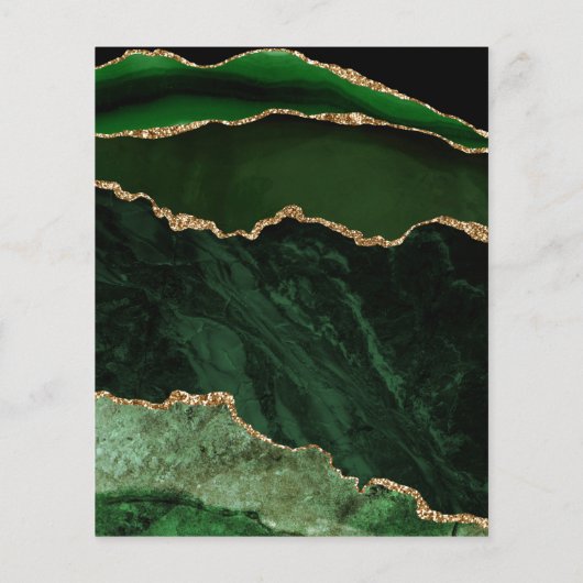 Budget Arch Hunter Green Gold Agate Wedding Invite (Achterkant)