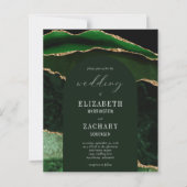 Budget Arch Hunter Green Gold Agate Wedding Invite (Voorkant)