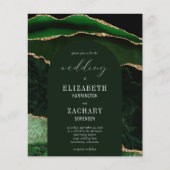 Budget Arch Hunter Green Gold Agate Wedding Invite (Voorkant)