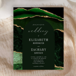 Budget Arch Hunter Green Gold Agate Wedding Invite