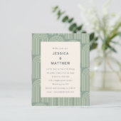 Budget Arch Line Art Sage Green Wedding Uitnodigin (Staand voorkant)