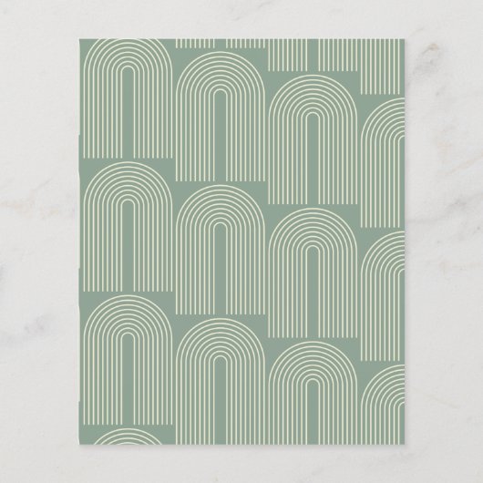 Budget Arch Line Art Sage Green Wedding Uitnodigin (Achterkant)
