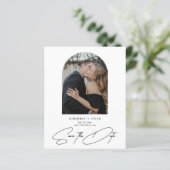 Budget arch photo modern wedding save the date (Staand voorkant)