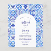 Budget Arch Portugese Blue Tegel Wedding Invite (Voorkant)