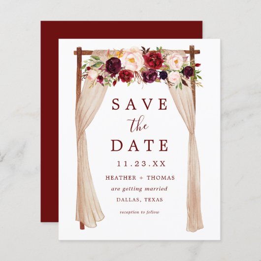 Budget Arch Rustic Boho Wedding Save the Dates (Voorkant / Achterkant)