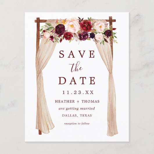 Budget Arch Rustic Boho Wedding Save the Dates (Voorkant)