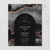 Budget Arch Zwart Roos Gold Agaat Bruiloftsuitnodi (Voorkant)