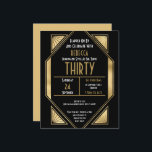 Budget Art Deco 30th Birthday Gold Black Invite<br><div class="desc">Een alternatief voor een budget van 4, 5 x 5, 6-inch halfglanzend gewicht van 110 lbs, dat even dik is als een briefkaart (maar niet geschikt om als briefkaart te worden gebruikt). GEEF NOTA ER ÉÉN UITnodiging per blad is. Budget Art Deco 30th Birthday Gold Black Invite. Glamoureuze stijl om...</div>