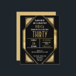 Budget Art Deco 30th Birthday Gold Black Invite<br><div class="desc">Een alternatief voor een budget van 4, 5 x 5, 6-inch halfglanzend gewicht van 110 lbs, dat even dik is als een briefkaart (maar niet geschikt om als briefkaart te worden gebruikt). GEEF NOTA ER ÉÉN UITnodiging per blad is. Budget Art Deco 30th Birthday Gold Black Invite. Glamoureuze stijl om...</div>