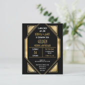 Budget Art Deco Golden Wedding Jubileum Uitnodigen (Staand voorkant)