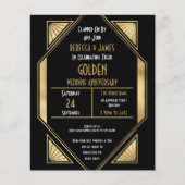 Budget Art Deco Golden Wedding Jubileum Uitnodigen (Voorkant)