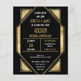 Budget Art Deco Golden Wedding Jubileum Uitnodigen