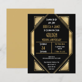 Budget Art Deco Golden Wedding Jubileum Uitnodigen
