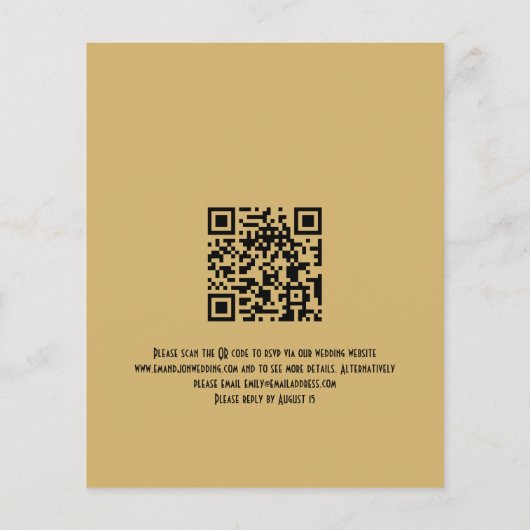 Budget Art Deco Goud Zwart QR Uitnodiging voor bru (Achterkant)