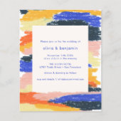 Budget Artsy Abstract Blue Fun Wedding Uitnodiging (Voorkant)