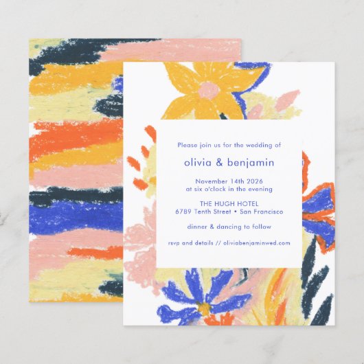 Budget Artsy Abstracte Floral Wedding (Voorkant / Achterkant)