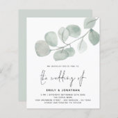 BUDGET Artsy Eucalyptus Script Weddenschap Uitnodi (Voorkant / Achterkant)