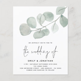 BUDGET Artsy Eucalyptus Script Weddenschap Uitnodi