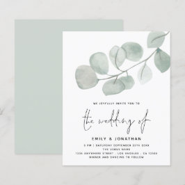 BUDGET Artsy Eucalyptus Script Weddenschap Uitnodi