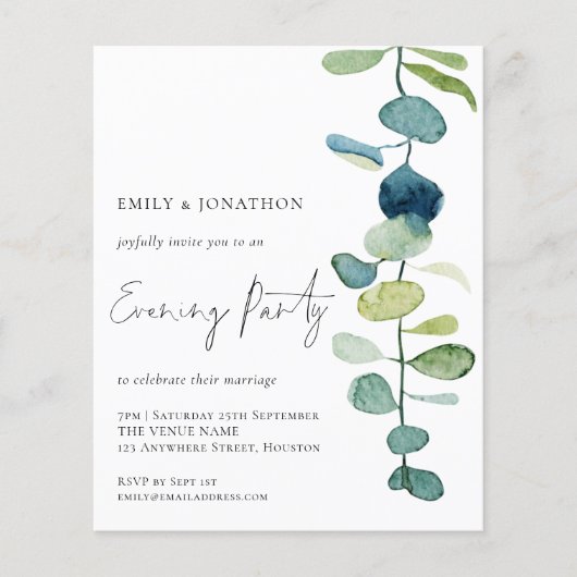 Budget Artsy Eucalyptus Wedding Evening Party (Voorkant)