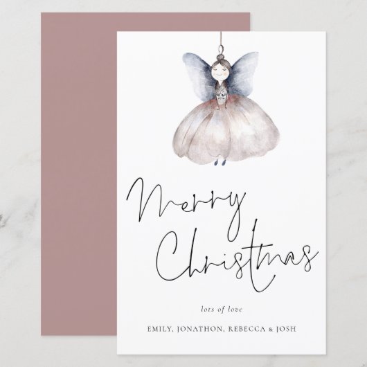 Budget Artsy Fairy Minimalist Merry kerstKaart (Voorkant / Achterkant)