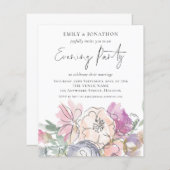 Budget Artsy Florals Wedding Evening Party nodigt  (Voorkant / Achterkant)