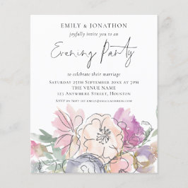 Budget Artsy Florals Wedding Evening Party nodigt 